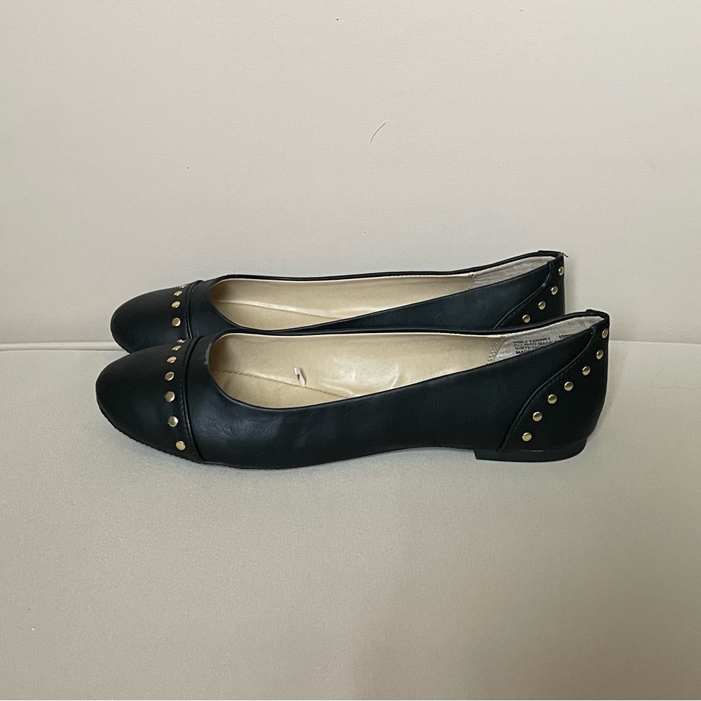 LIKE NEW Lei Black Gold Studded Ballet Flats